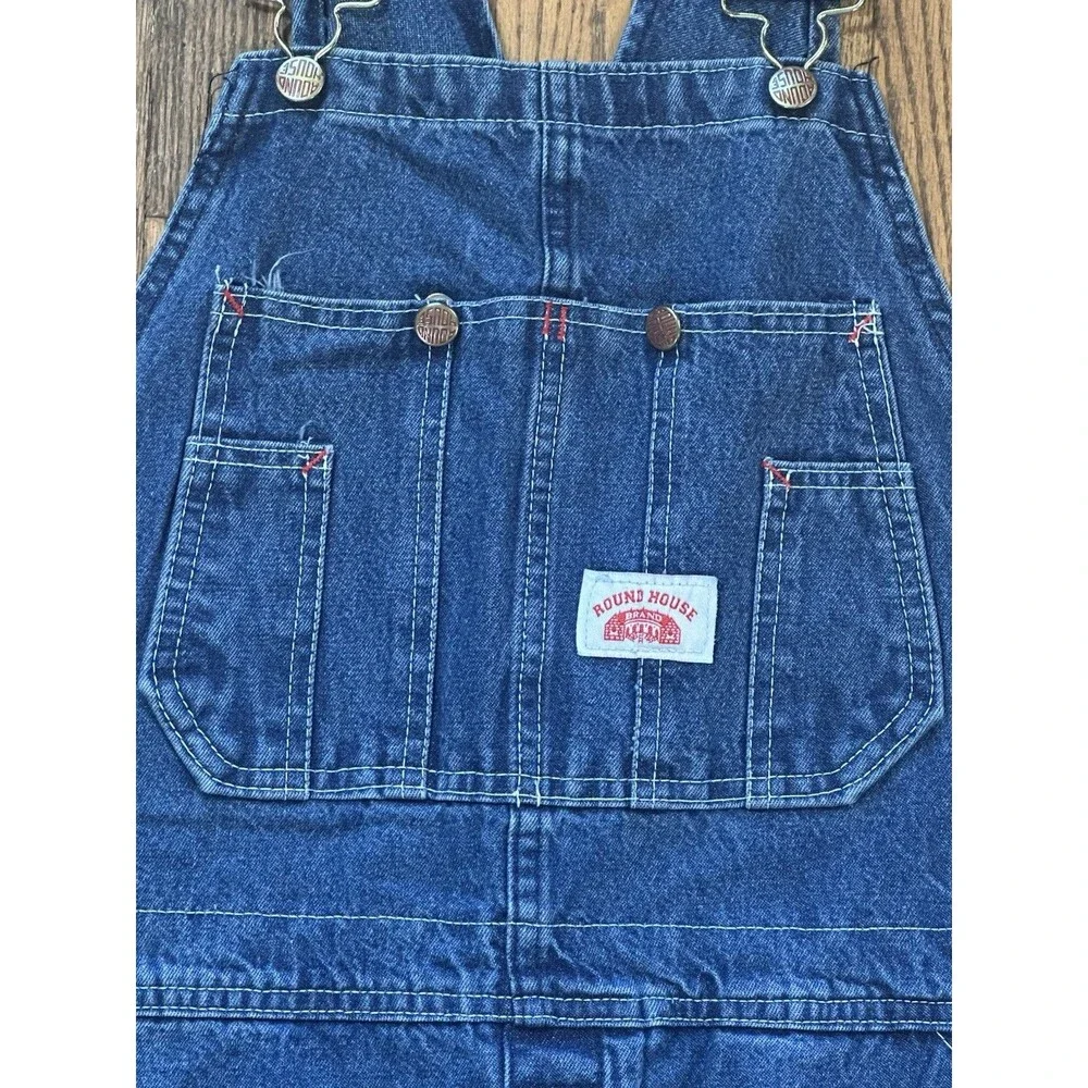 Vintage 70’s Round House Denim Carpenter Overalls Made In USA - Picture 3 of 8